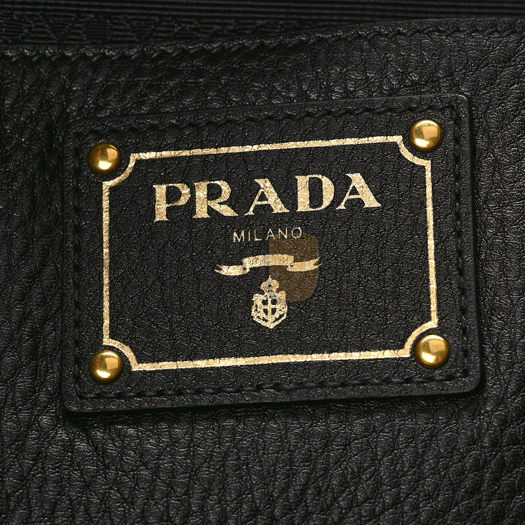 PRADA VITELLO DAINO SIDE ZIP TOTE BLACK (36*30*13cm)