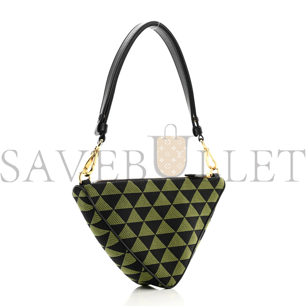 PRADA JACQUARD TRIANGOLO SYMBOLE EMBROIDERED MINI TRIANGLE SHOULDER BAG BLACK EDERA (27*15*5cm)