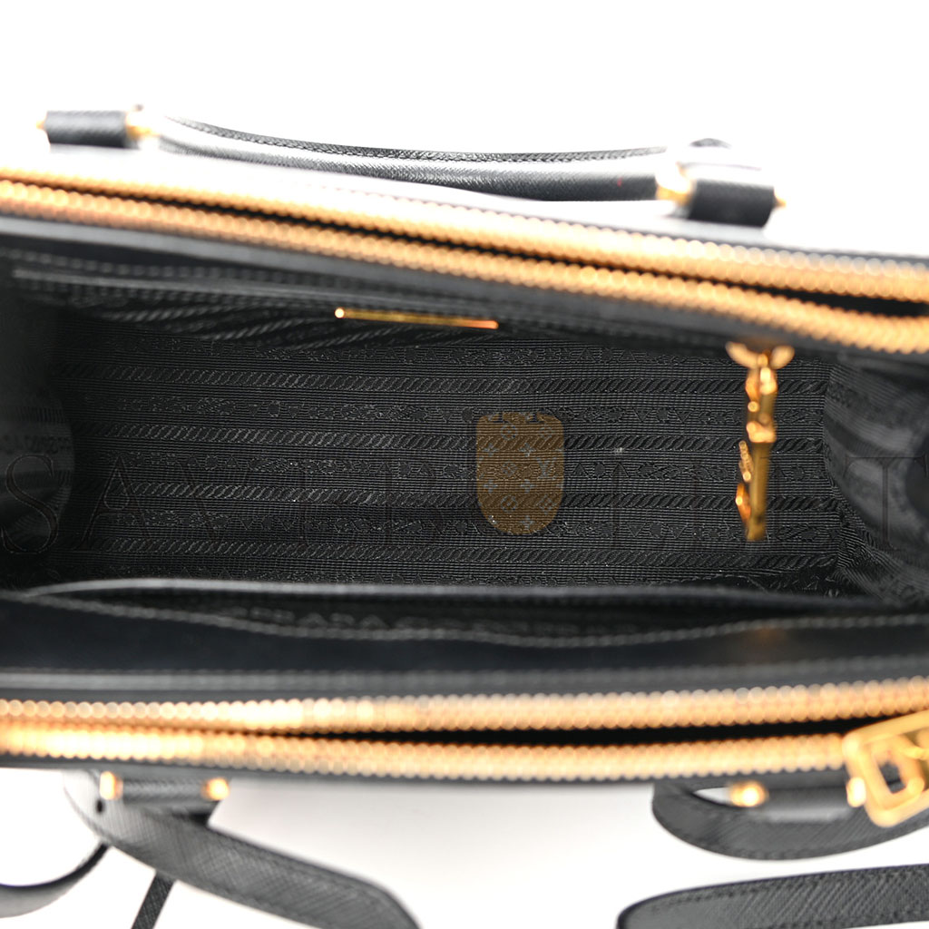 PRADA SAFFIANO MINI GALLERIA DOUBLE ZIP TOTE BLACK (24*17*11cm)