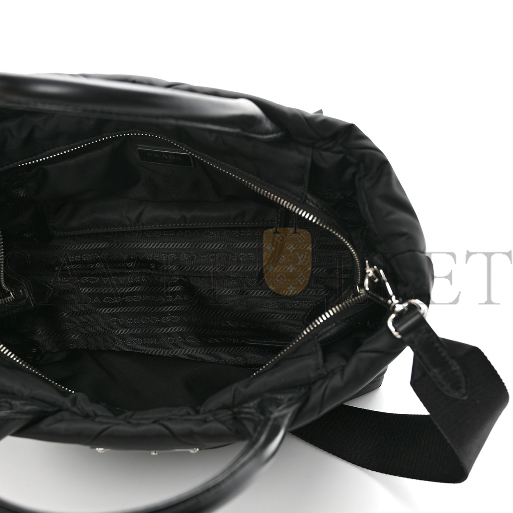 PRADA TESSUTO NYLON TRIANGLE SMALL PADDED TOTE BLACK (28*20*16cm)