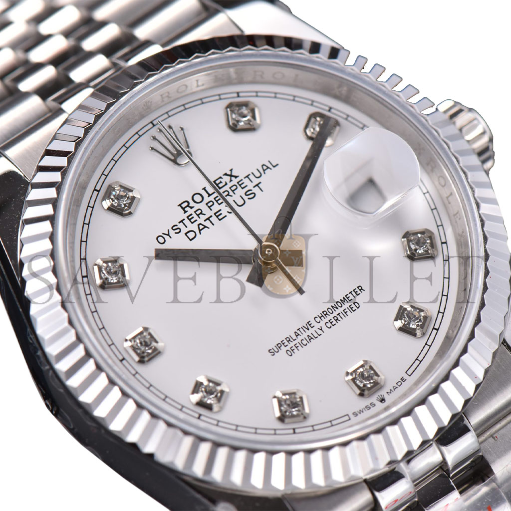 ROLEX DATEJUST GMF WHITE DIAL DIAMOND MARKER JUBILEE BRACELET WATCH 126334