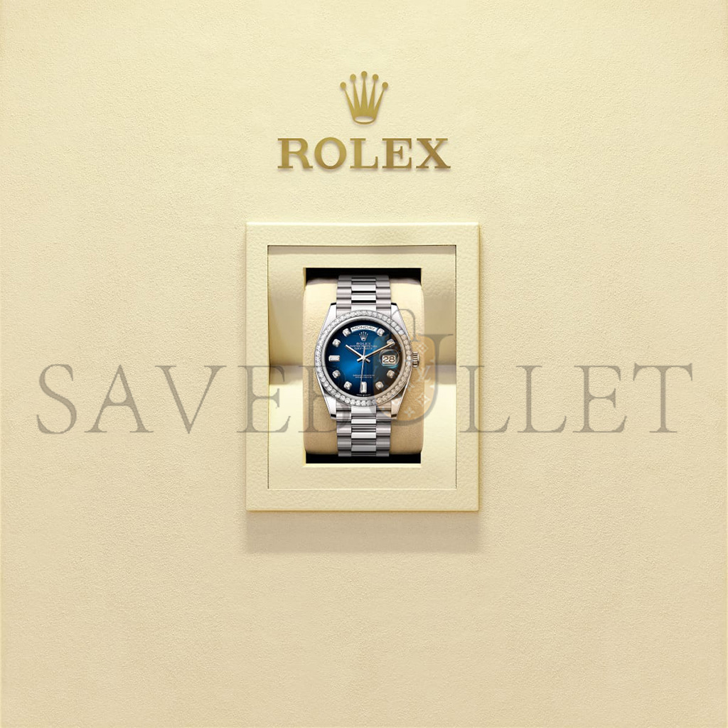 ROLEX DAY-DATE 36 OYSTER, 36 MM, WHITE GOLD AND DIAMONDS WATCH 128349RBR-0010