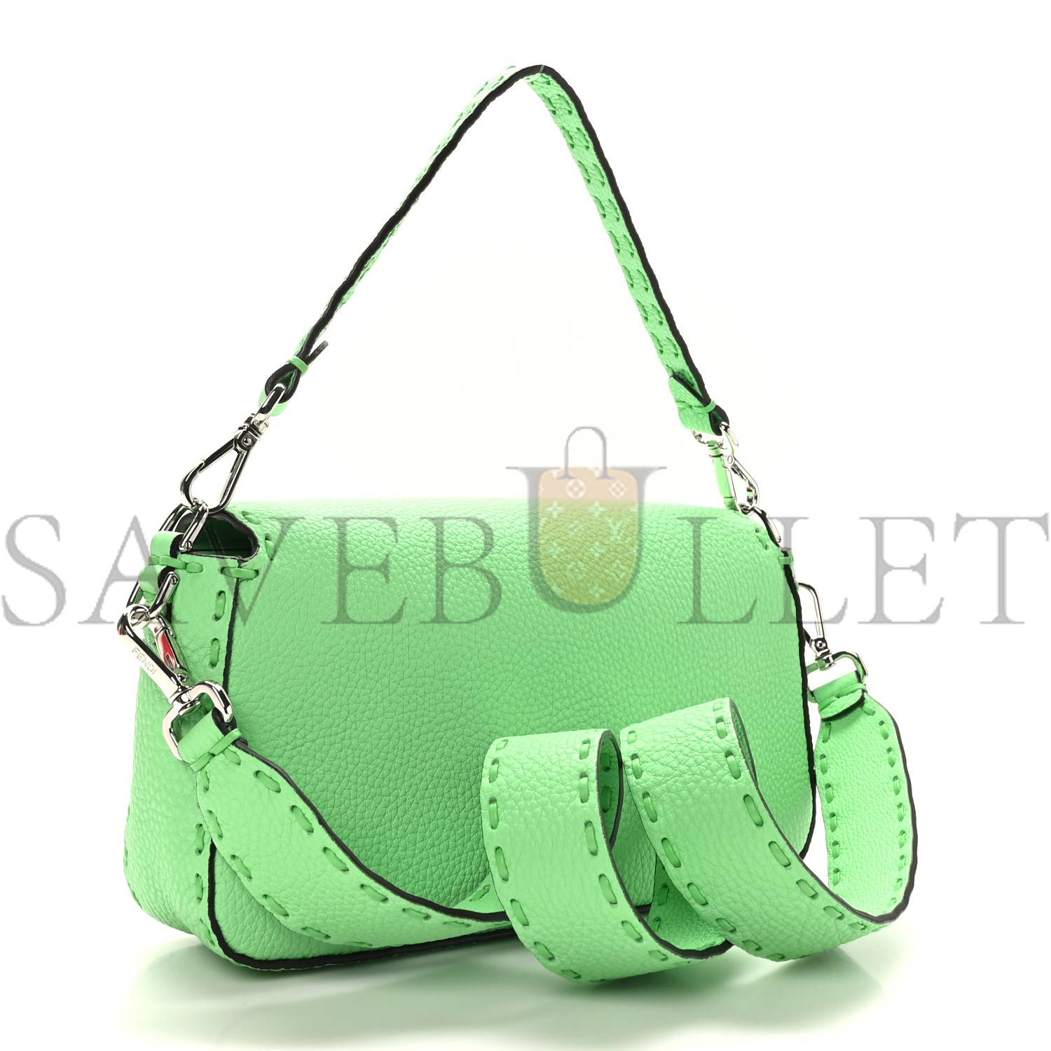 FENDI CUOIO ROMA SELLERISSIMA NAPPA SINTETICA TAPE STITCH BAGUETTE EDAMAME (27*15*6cm)