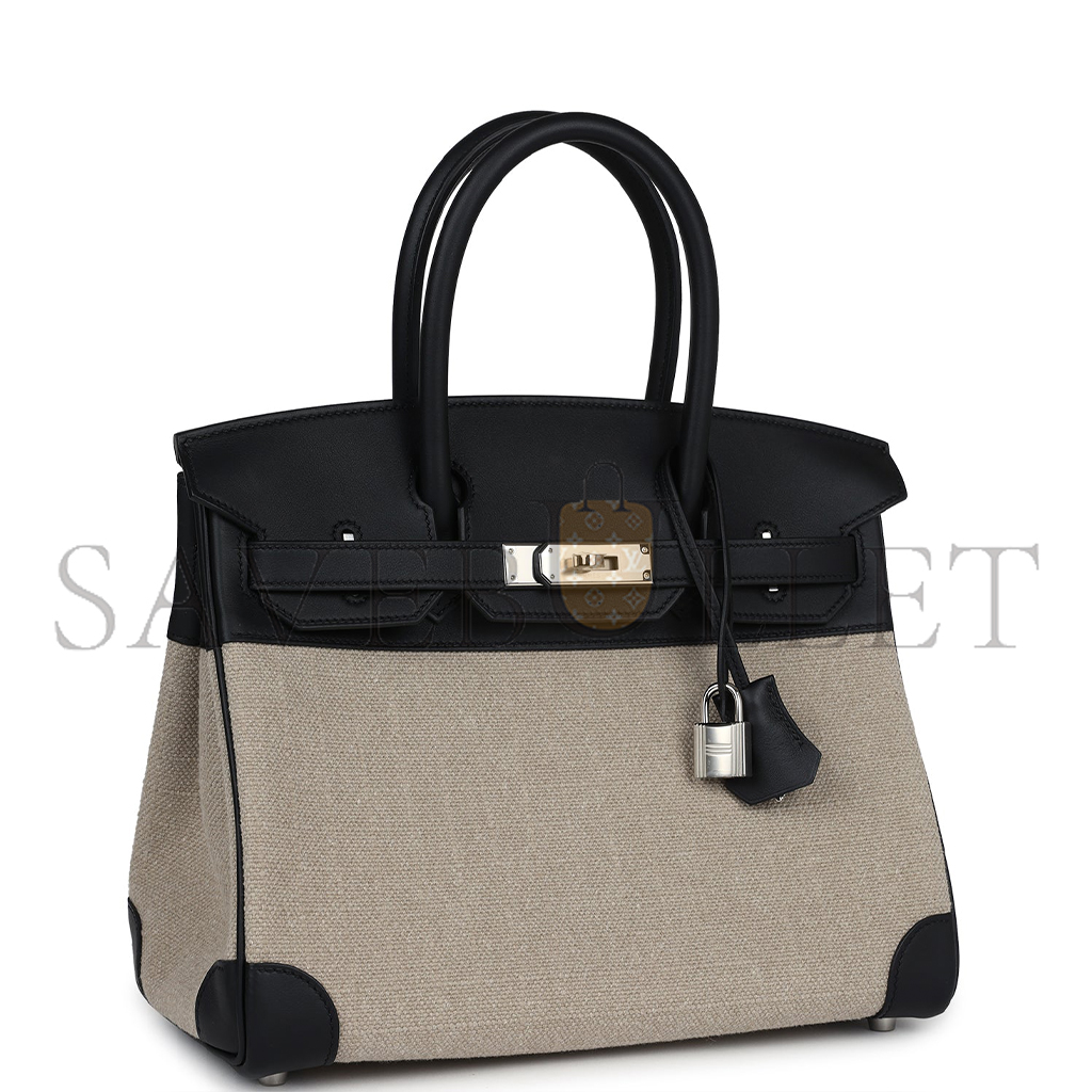 HERMES BIRKIN 35 BIVOUAC FICELLE CANVAS AND BLACK BAG 8023220073 (35*24*18cm)