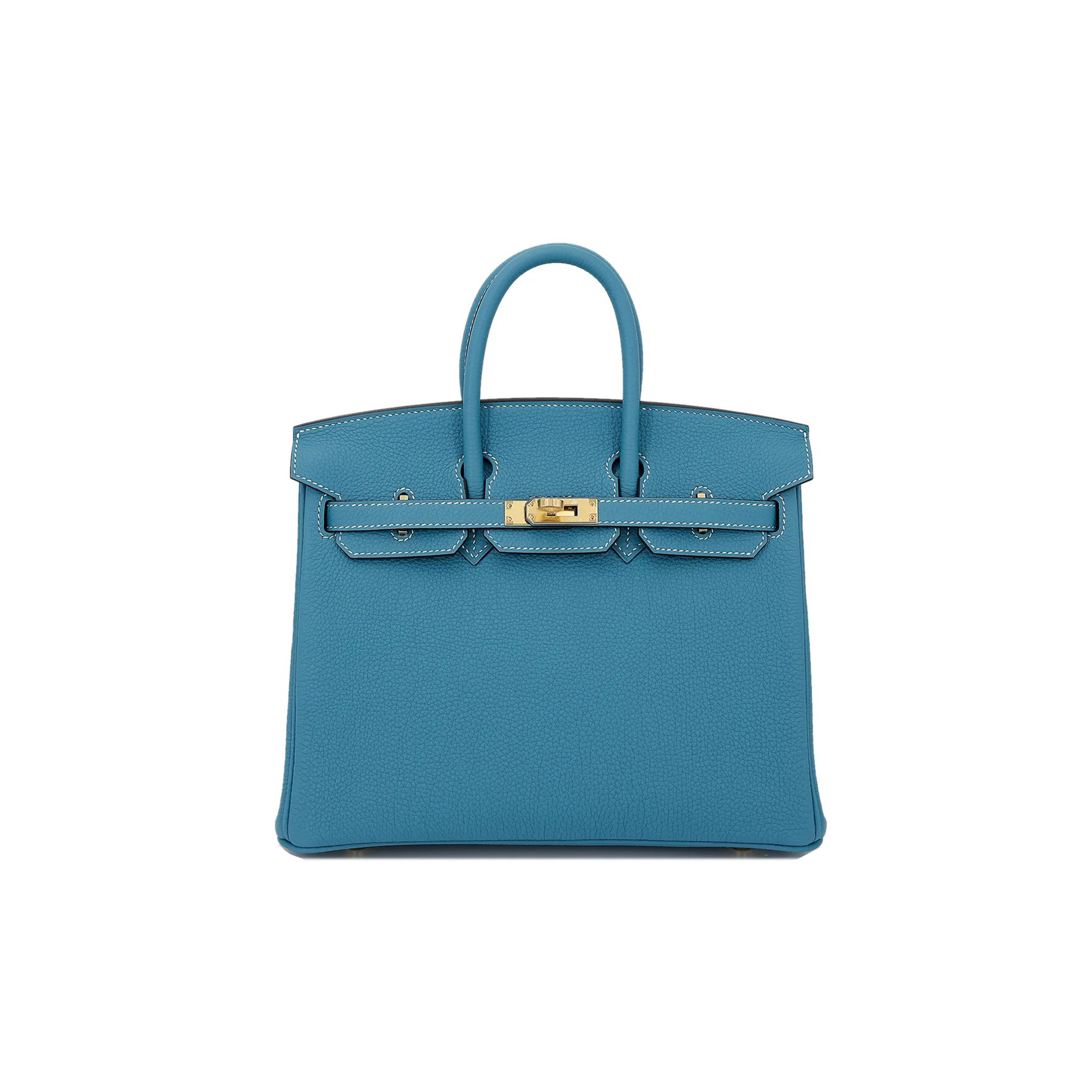 HERMES BIRKIN 25 DENIM BLUE TOGO CALFSKIN GOLD BUTTON 10099469 (25*20*13cm)