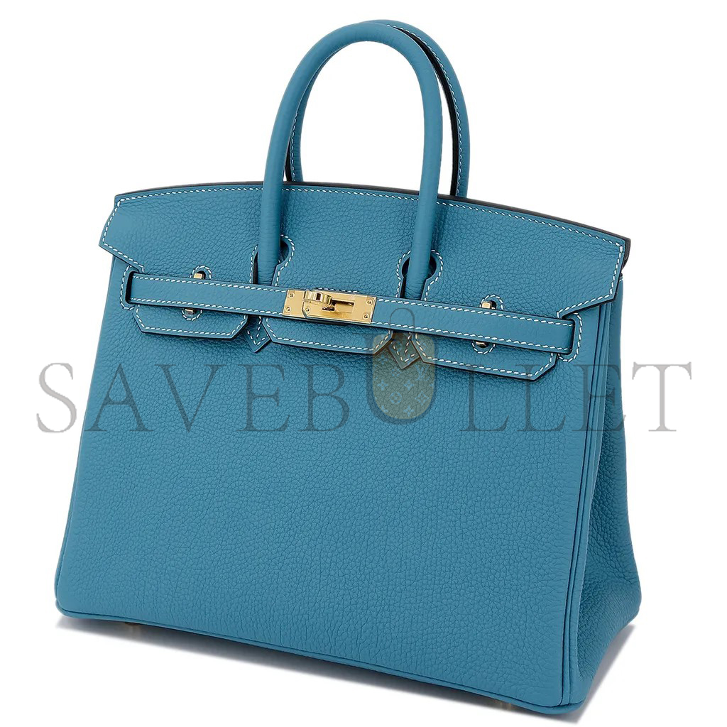 HERMES BIRKIN 25 DENIM BLUE TOGO CALFSKIN GOLD BUTTON 10099469 (25*20*13cm)