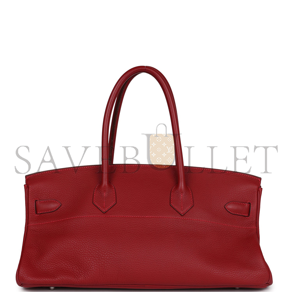 HERMES SHOULDER BIRKIN 42 RUBY RED GOLD BUCKLE BAG 42632442553 (42*21*16cm)