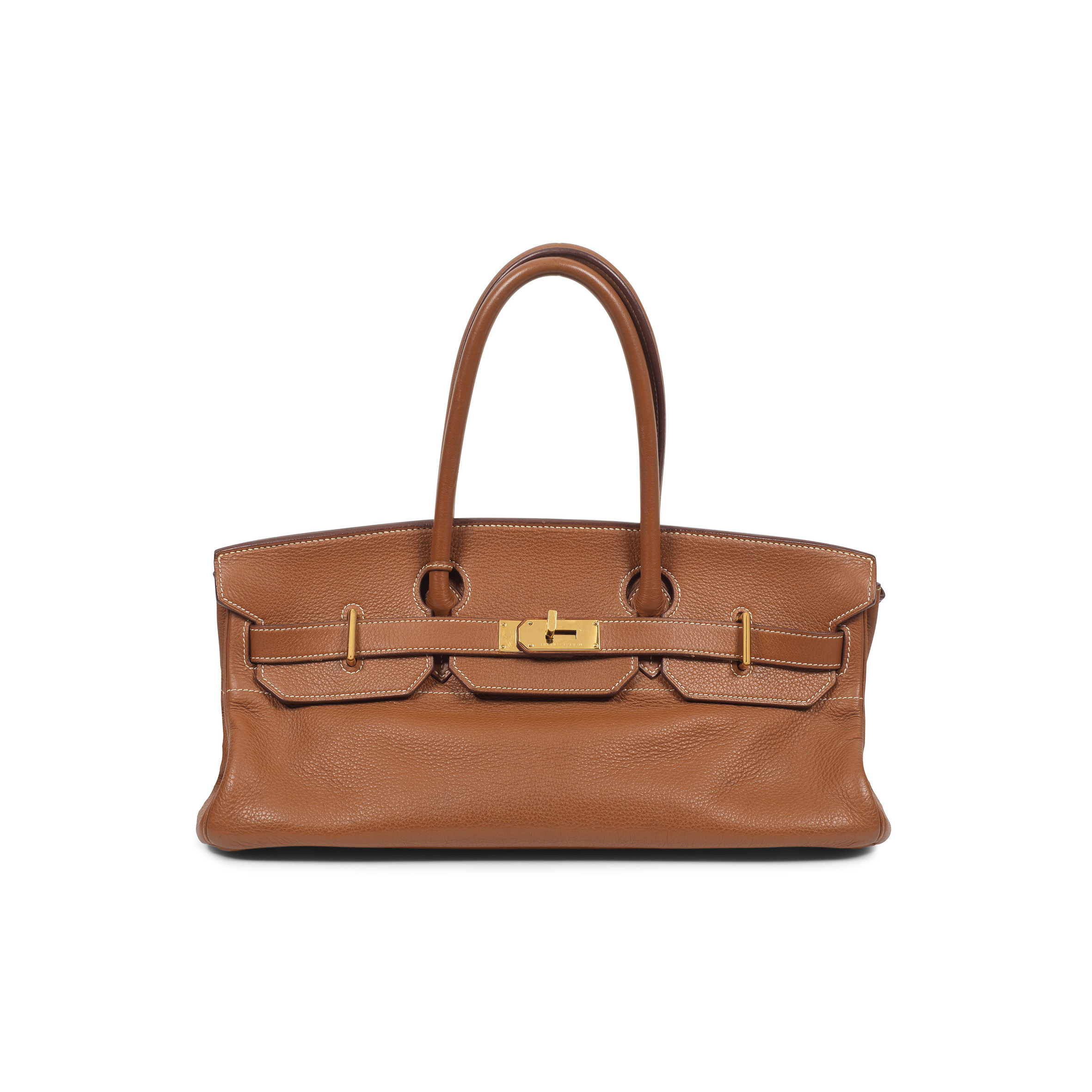 HERMES SHOULDER BIRKIN 42 TOGO GOLDEN BROWN LEATHER GOLD BUCKLE BAG 116571 (42*21*16cm)