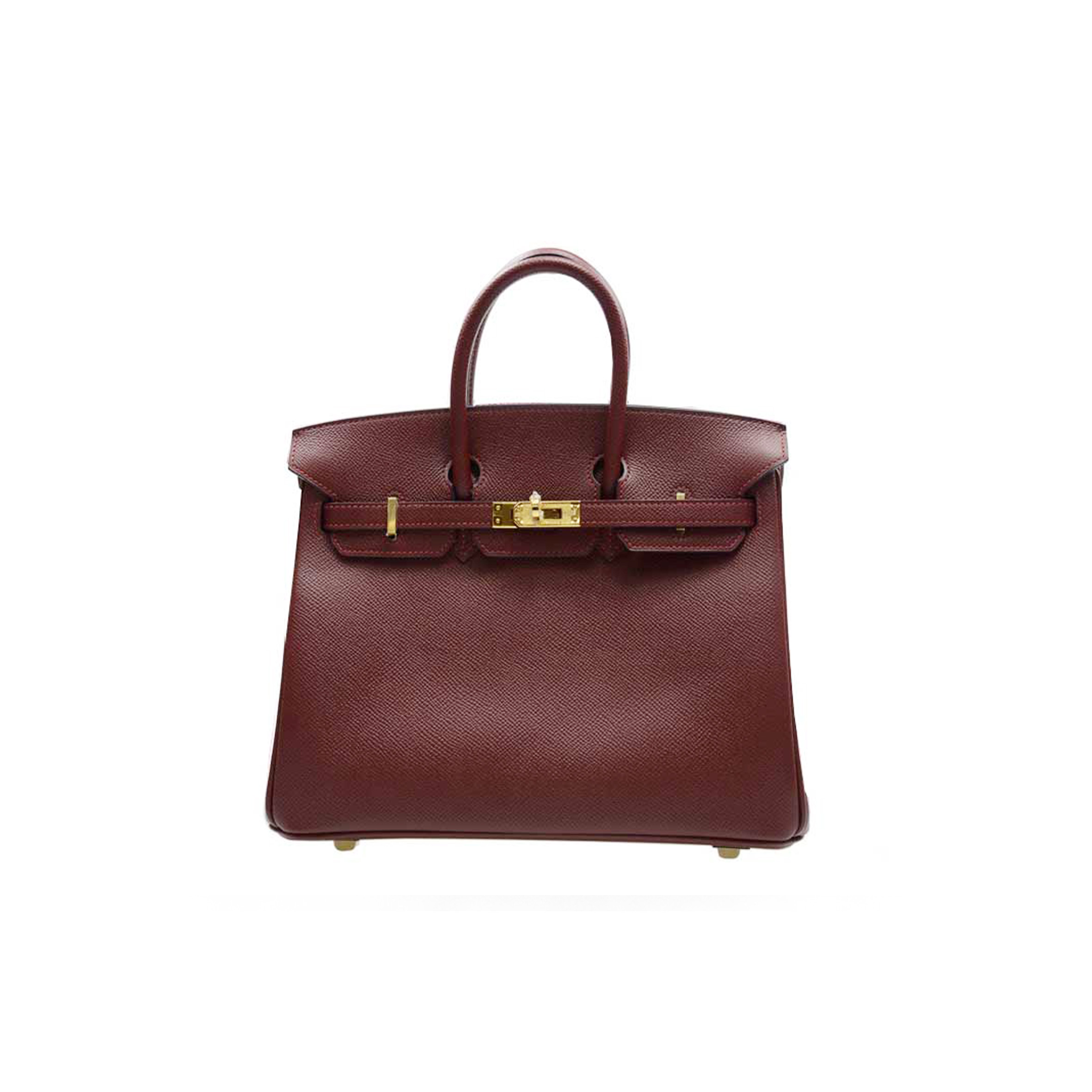 HERMES BIRKIN 25 TOGO LEATHER BURGUNDY GOLD BUCKLE BAG BK2555EPGP (25*20*13cm)