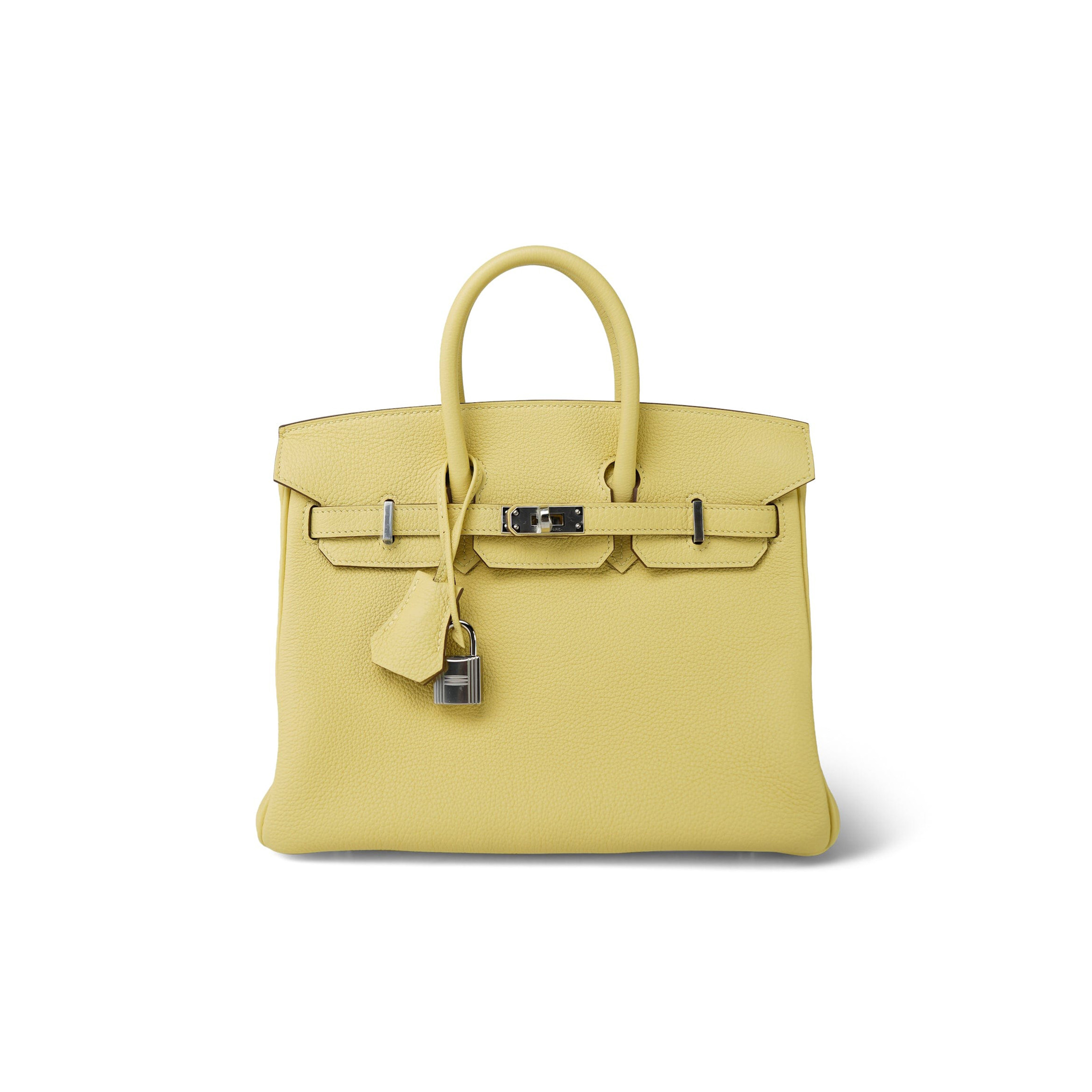 HERMES BIRKIN 25 TOGO LEATHER LEMON YELLOW SILVER BUCKLE BAG H028369CK1Z (25*20*13cm)