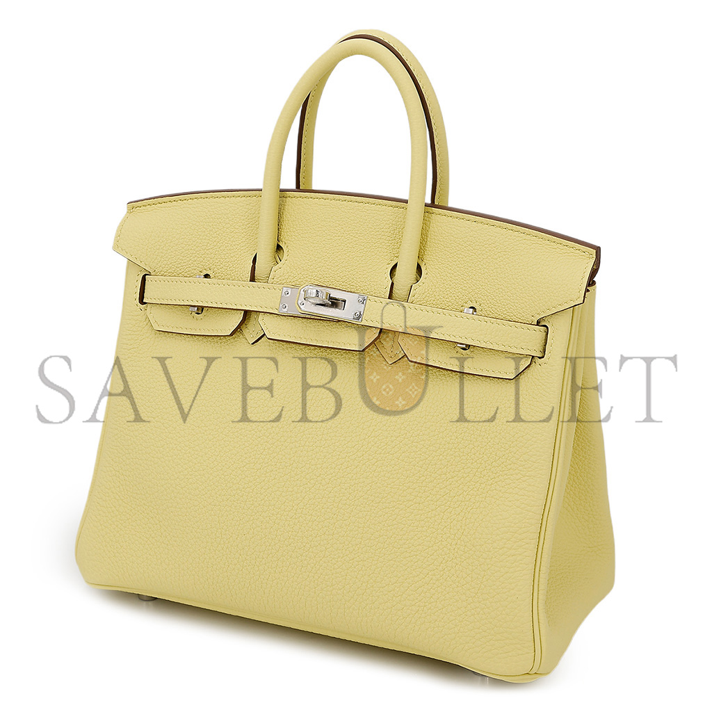 HERMÈS BIRKIN 30 TOGO LEATHER LEMON YELLOW SILVER BUCKLE BAG 1271660027 (30*23*15cm)