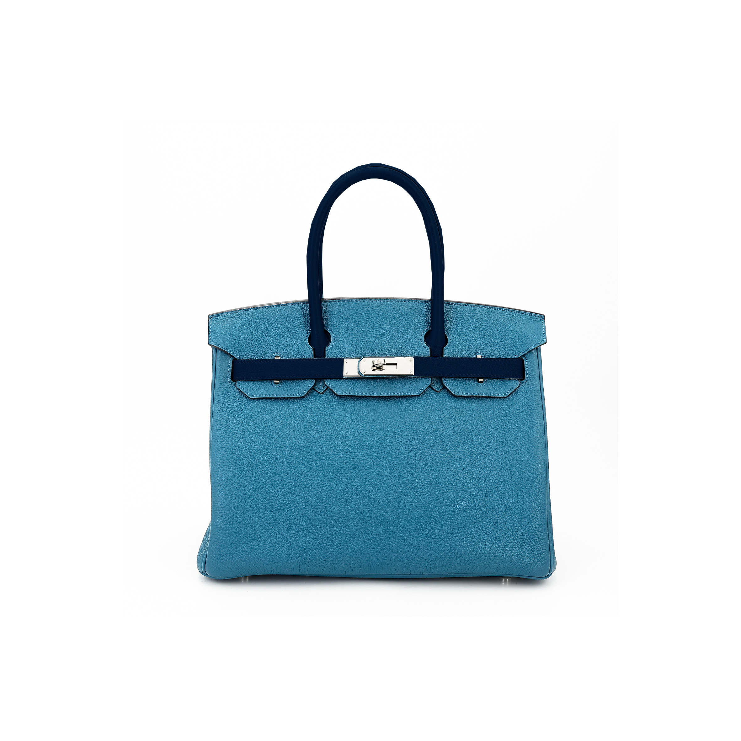 HERMÈS BIRKIN 35 TOGO LEATHER NORTHERN BLUE AND MIDNIGHT BLUE WITH SILVER BUCKLE 9813026098 (35*28*18cm)