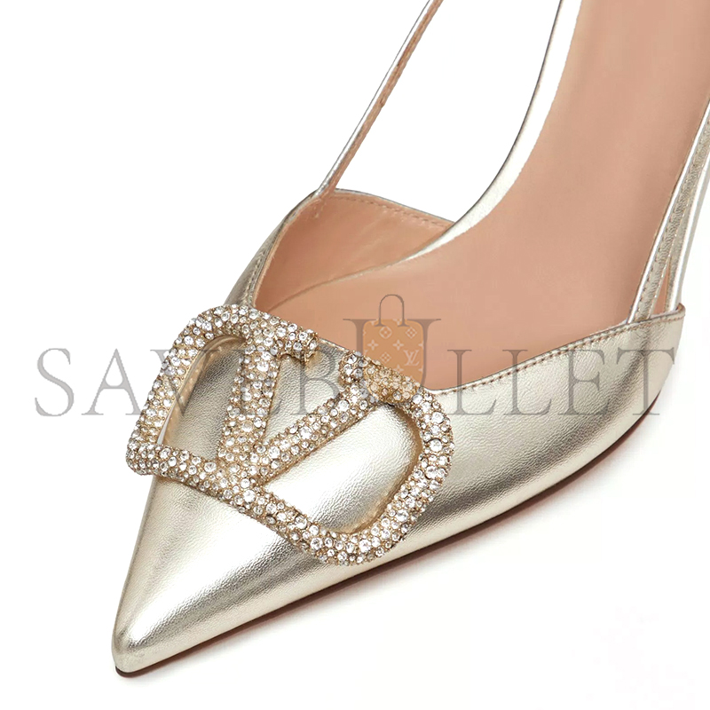 VALENTINO VLOGO GLOW LAMINATED NAPPA SLINGBACK PUMP 80MM 3.15IN 5W2S0R01PVY_P18 VALENTINO VLOGO GLOW LAMINATED NAPPA SLINGBACK PUMP 80MM 3.15IN 5W2S0R01PVY_P18