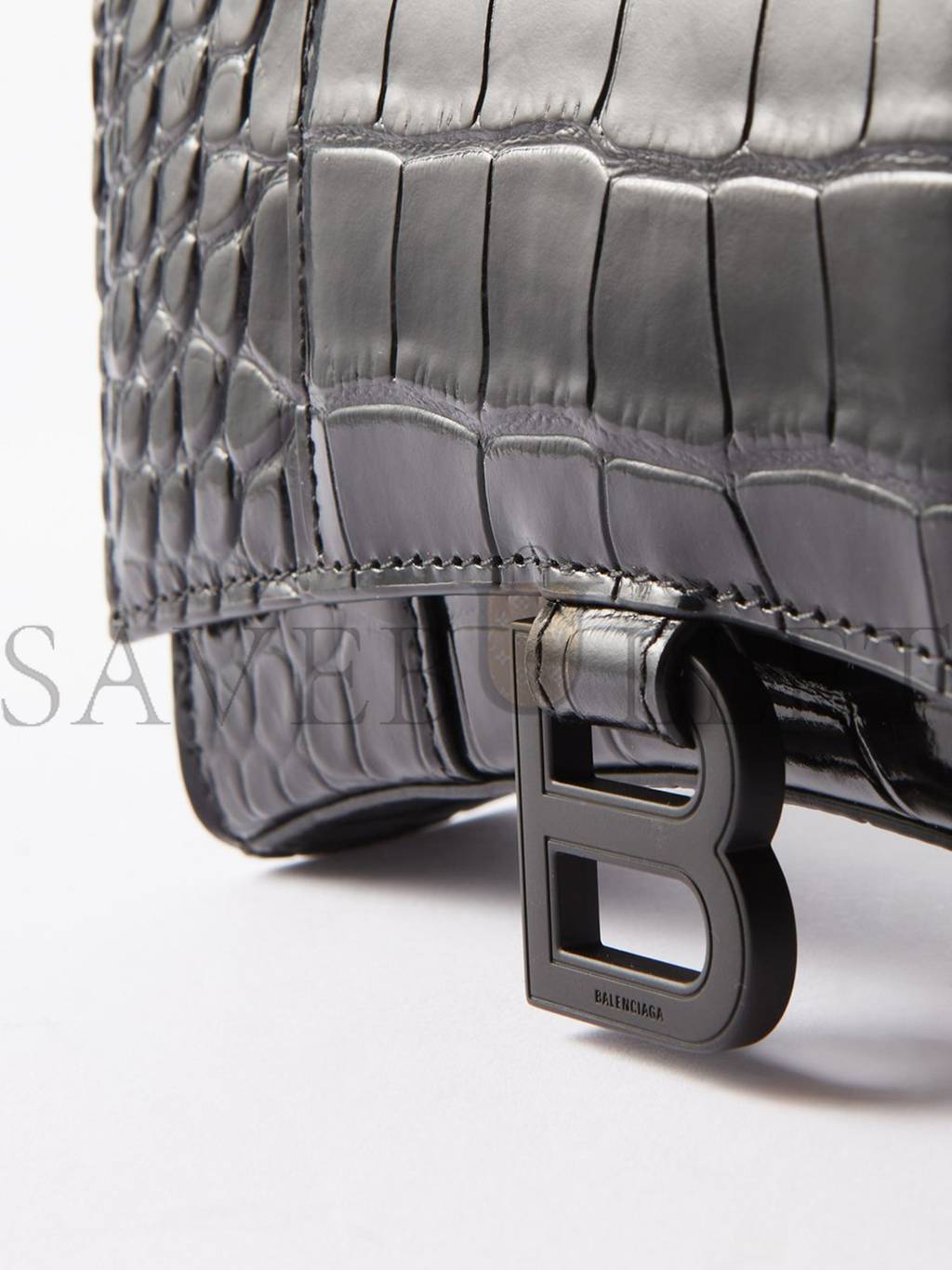 BALENCIAGA BLACK HOURGLASS CROC-EFFECT LEATHER CROSS-BODY BAG  MATCHESFASHION US (20*12.1*10.6cm)