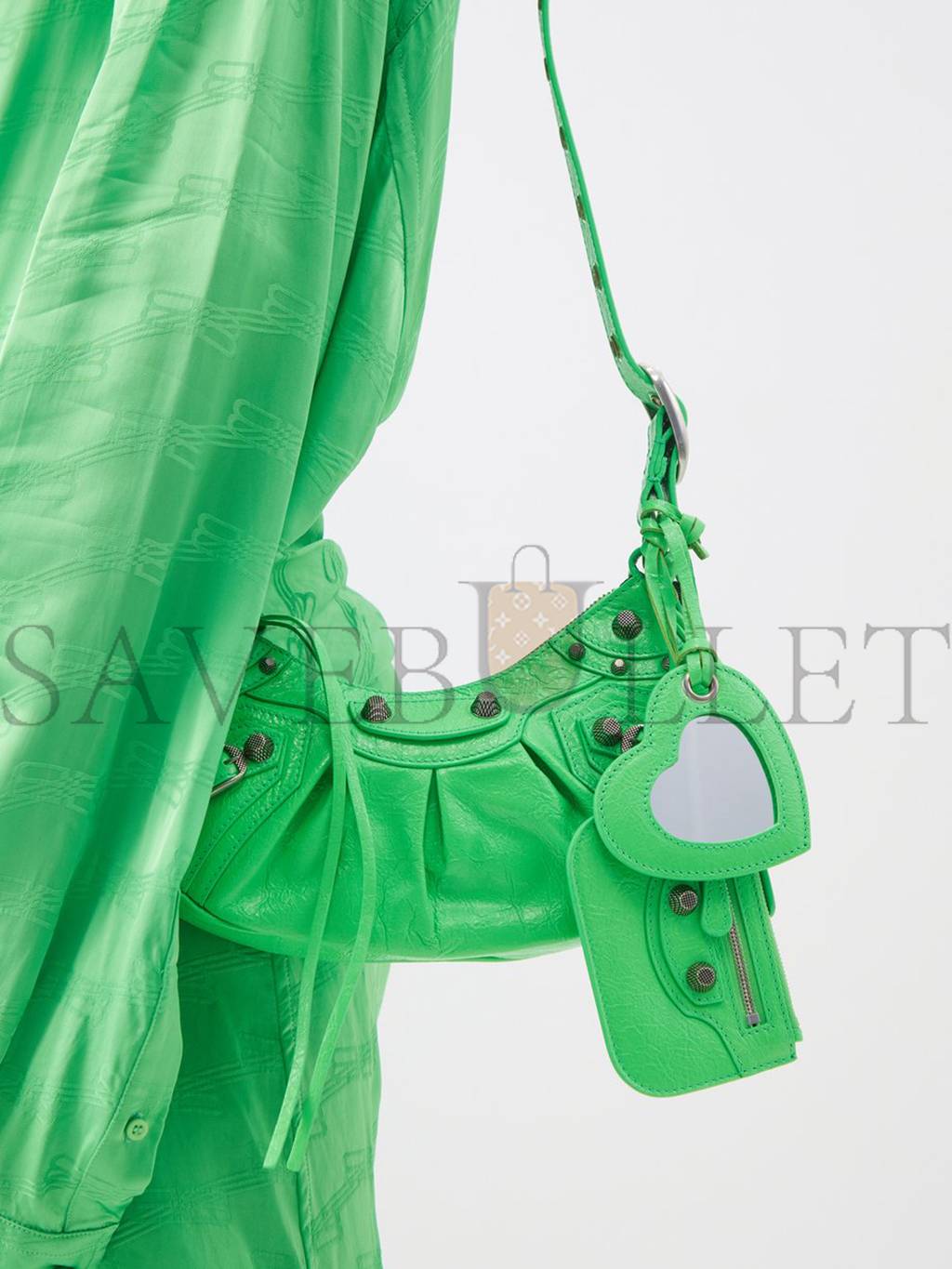 BALENCIAGA GREEN LE CAGOLE XS LEATHER SHOULDER BAG MATCHESFASHION US (25.6*11.4*7.3cm)