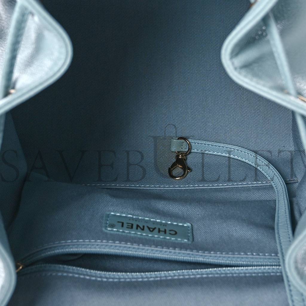 CHANEL CAVIAR QUILTED BUSINESS AFFINITY BACKPACK LIGHT BLUE (24*23*13cm)