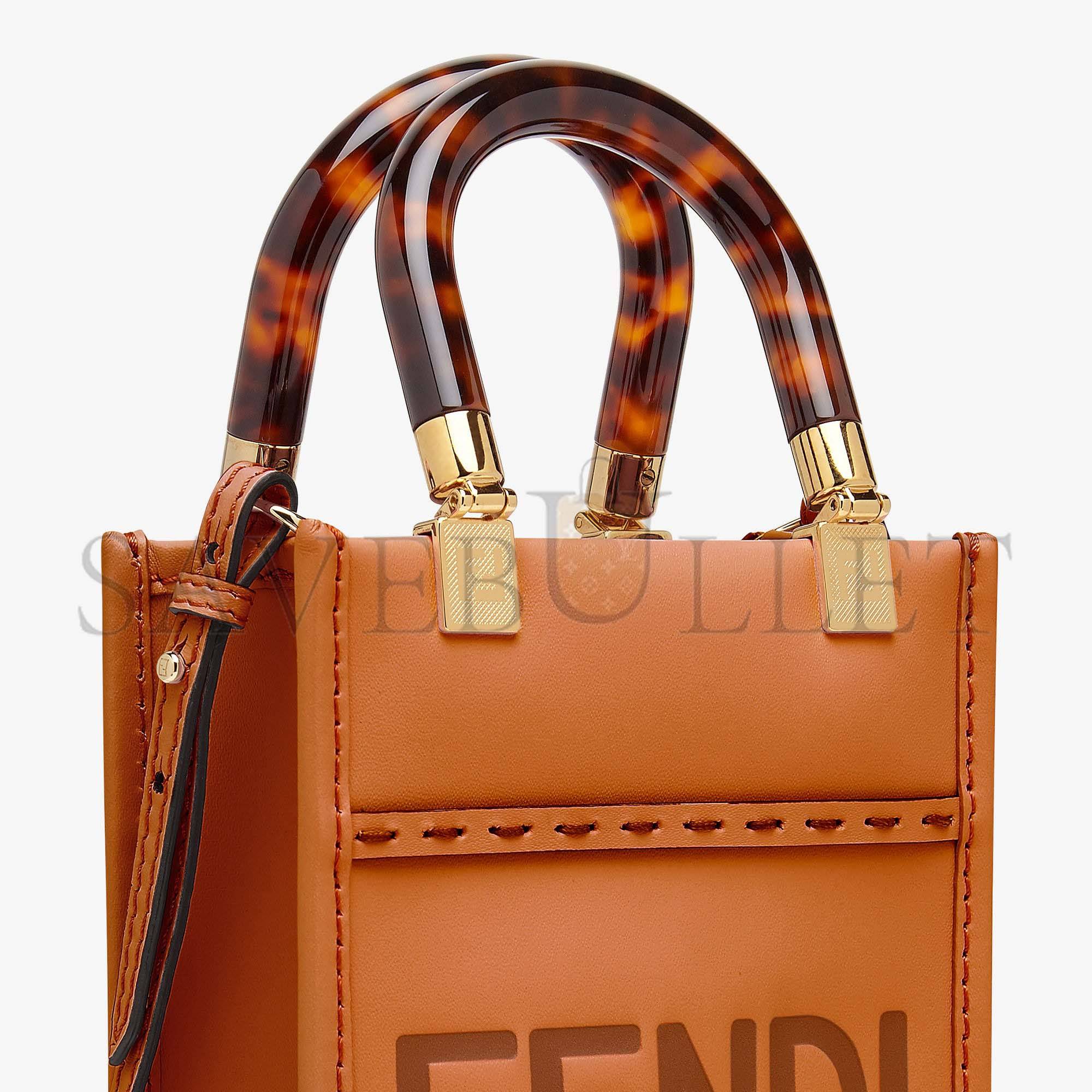 FENDI MINI SUNSHINE SHOPPER - BROWN LEATHER MINI-BAG 8BS051ABVLF0PWZ (18*13*6.5cm)