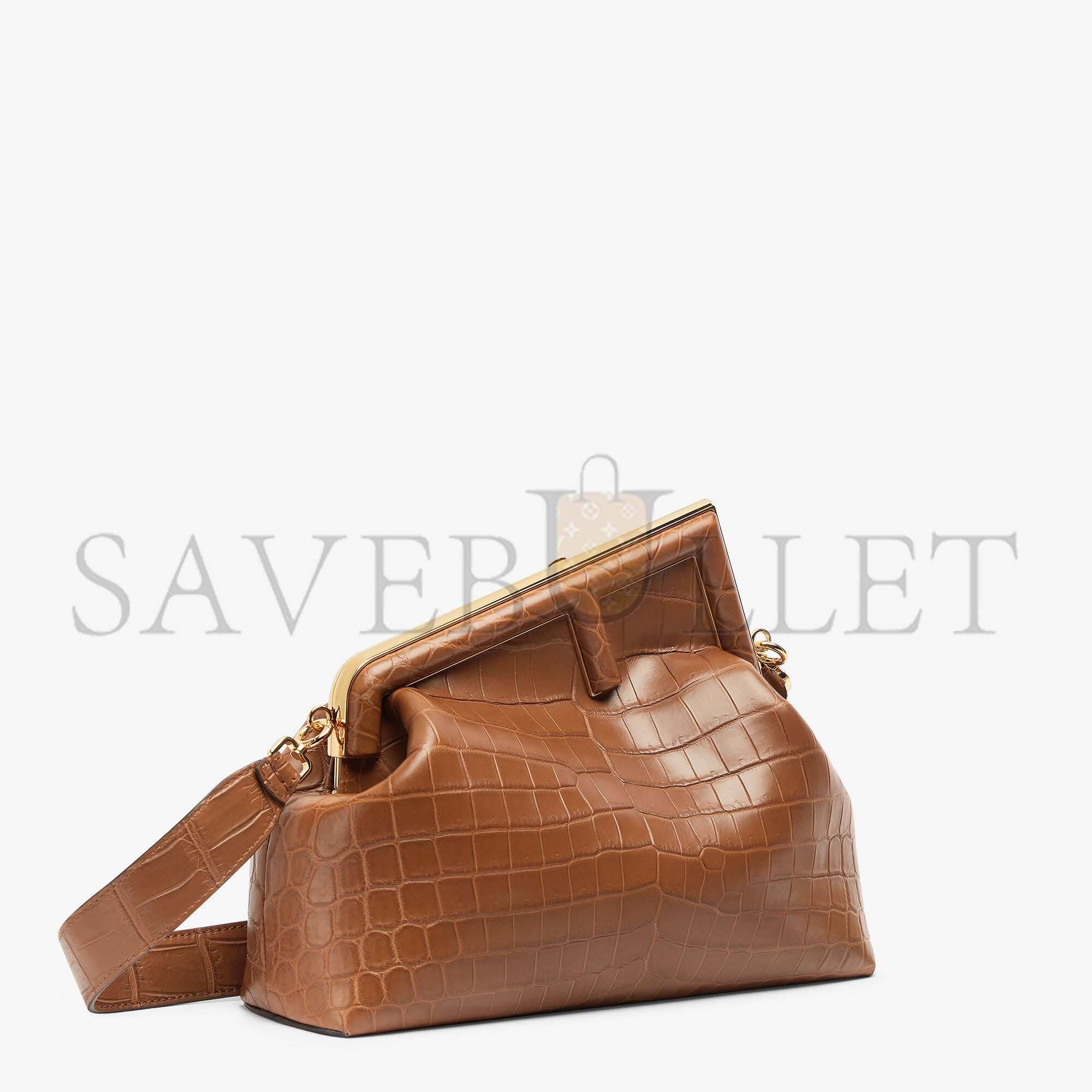 FENDI FIRST MEDIUM - BROWN CROCODILE LEATHER BAG 8BP127AGXTF0L1A (32.5*23.5*15cm)