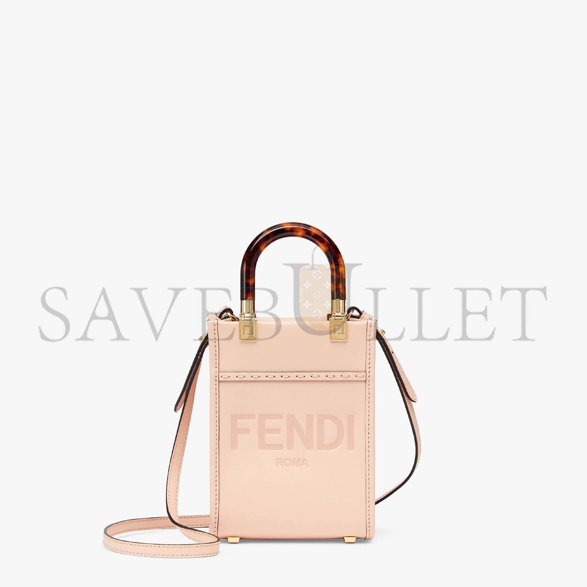 FENDI MINI SUNSHINE SHOPPER - PALE PINK LEATHER MINI BAG 8BS051ABVLF1HDG (18*13*6.5cm)