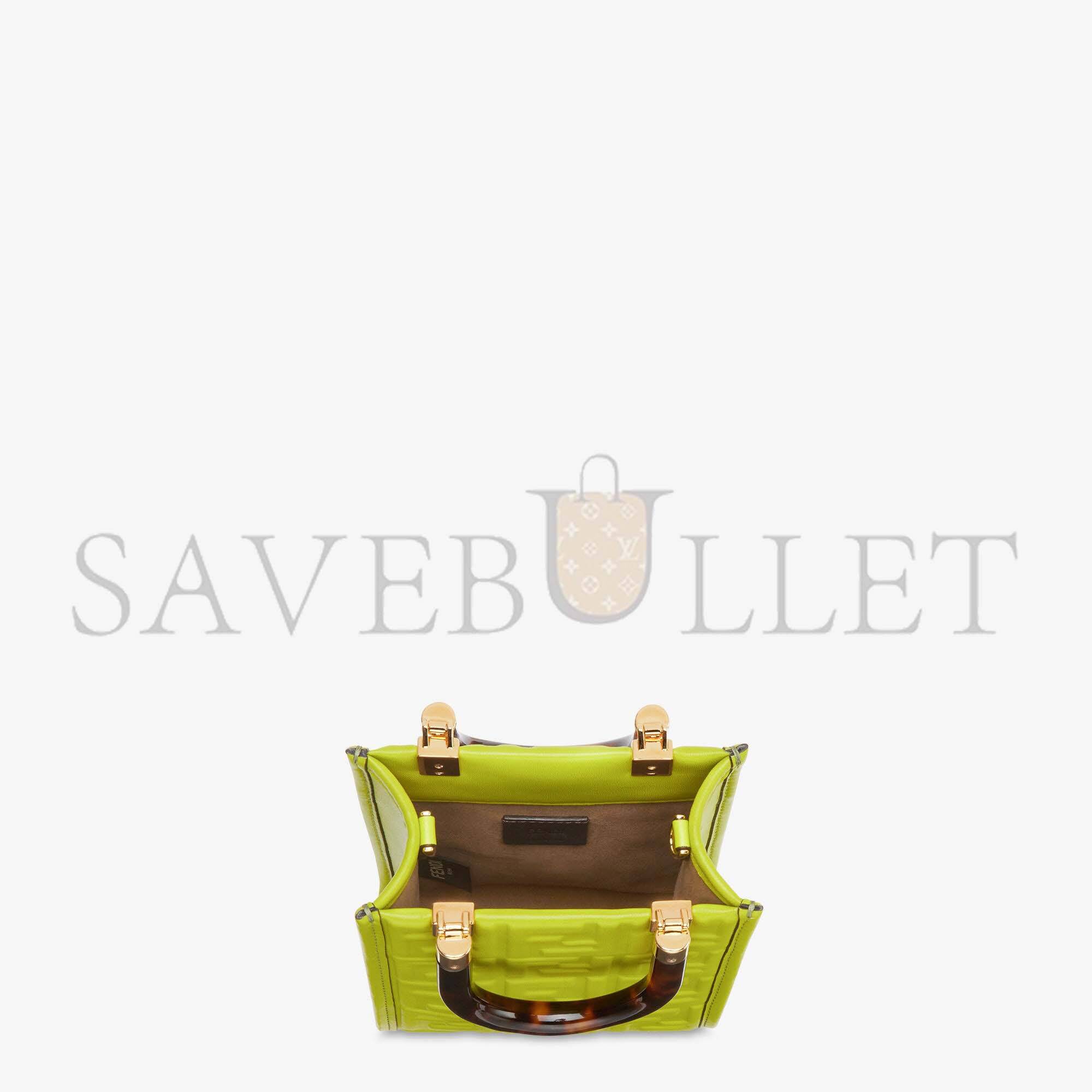 FENDI MINI SUNSHINE SHOPPER - ACID GREEN LEATHER MINI-BAG 8BS051AMCIF1JCP (18*13*6.5cm)