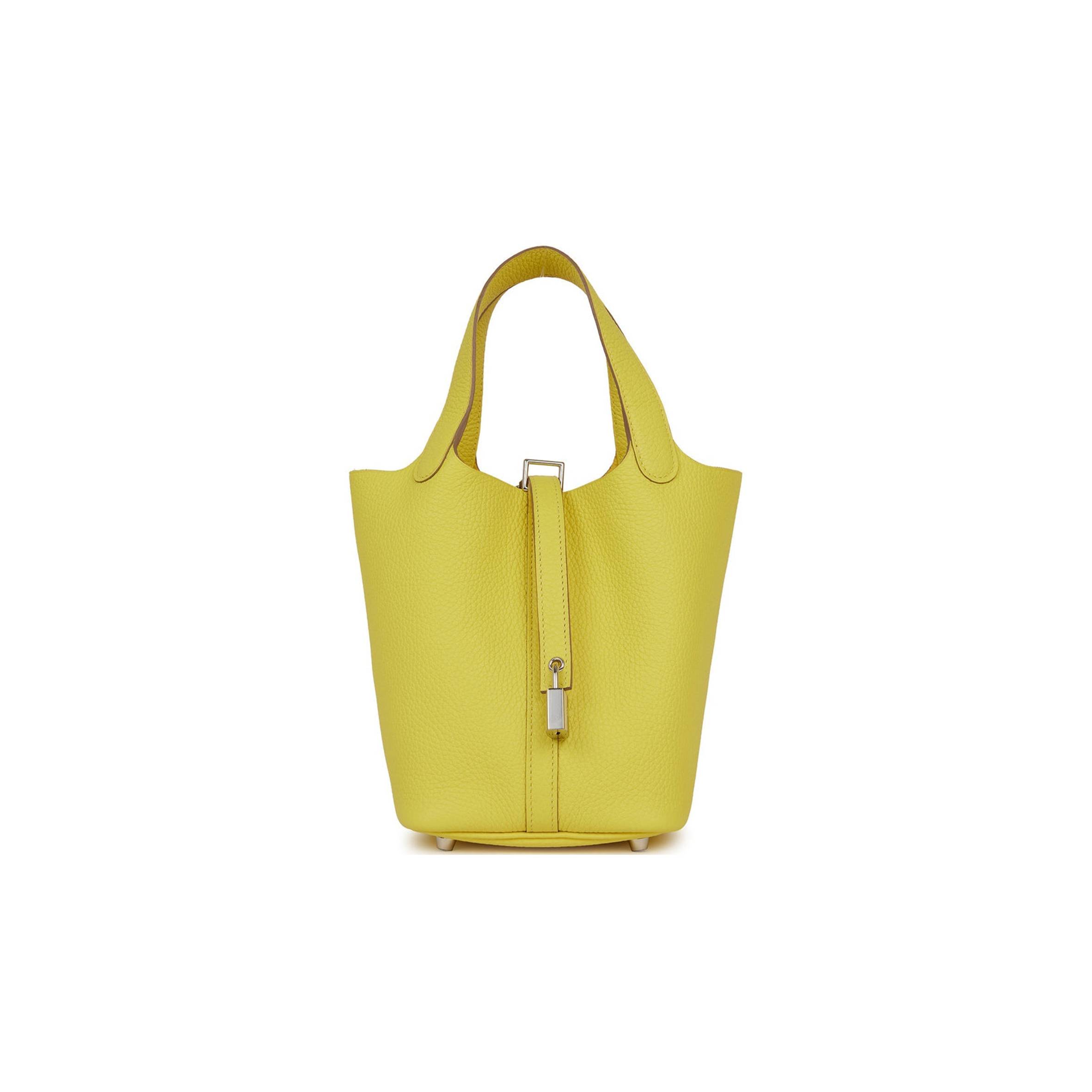 HERMES PICOTIN LOCK 18 LIME CLEMENCE PALLADIUM HARDWARE (18*13*18cm)