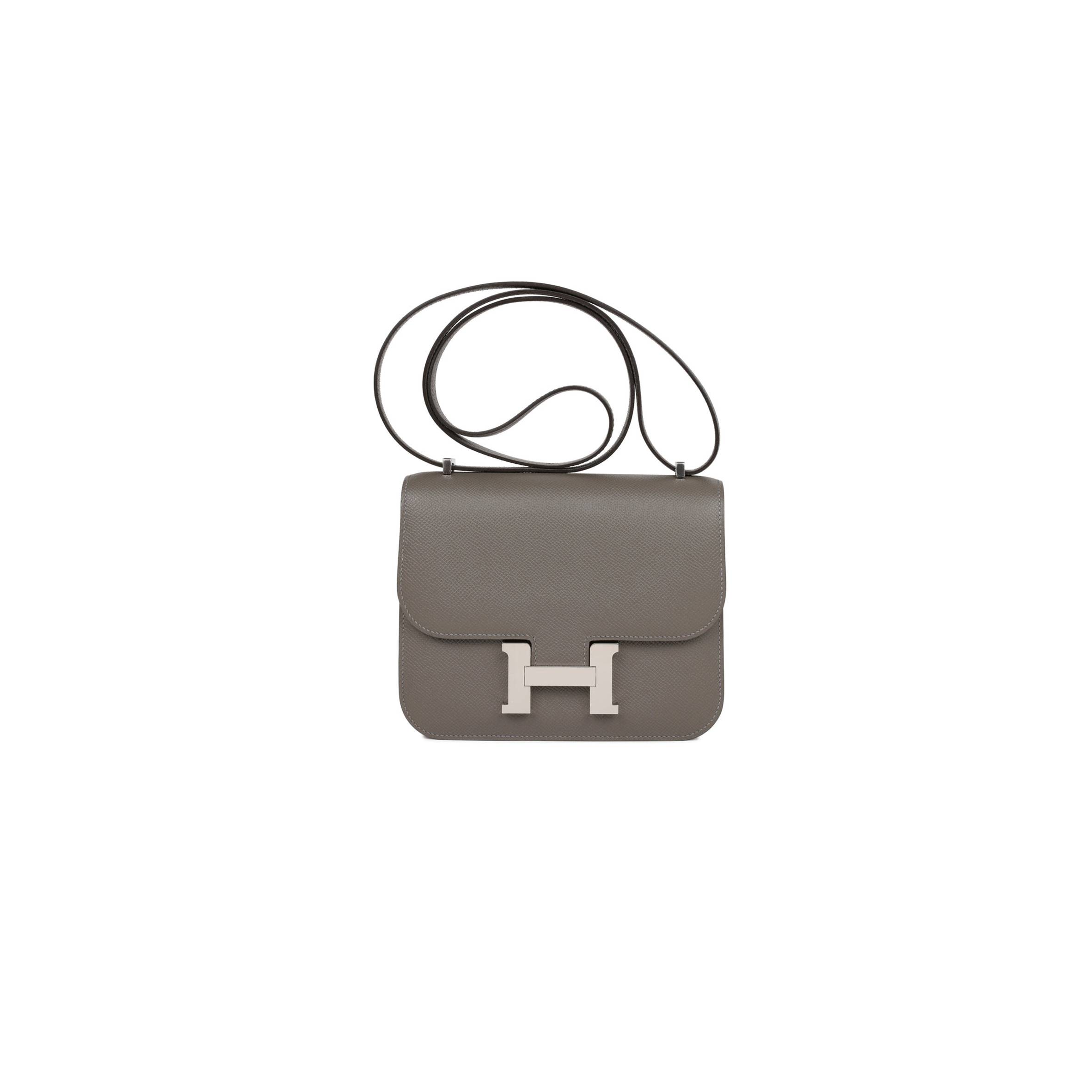 HERMES CONSTANCE 18 GRIS MEYER EPSOM PALLADIUM HARDWARE (18cm)