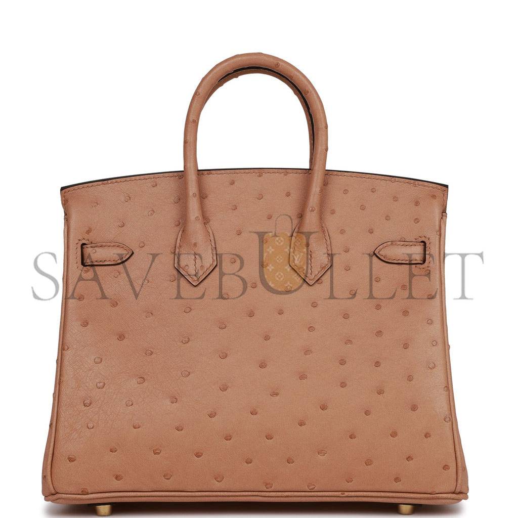 HERMES BIRKIN 25 CHAI OSTRICH GOLD HARDWARE (25cm)