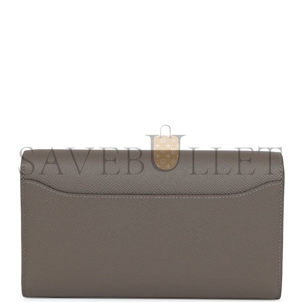 HERMES CONSTANCE WALLET TO GO GRIS MEYER EPSOM GOLD HARDWARE (20.5 x 13 x 2cm)