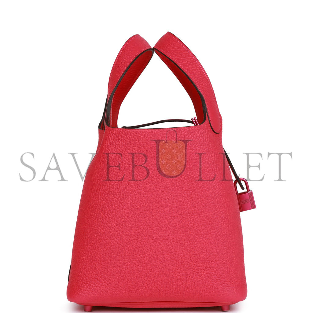 HERMES MONOCHROME PICOTIN 18 ROSE MEXICO CLEMENCE PINK HARDWARE  (18*12*19cm)