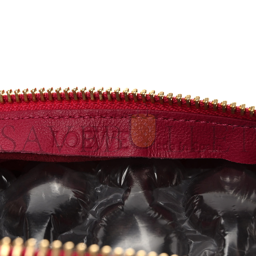 LOEWE LAMBSKIN PLEATED BRACELET POUCH SHOULDER BAG ROUGE BLOSSOMS (25*10*10cm)