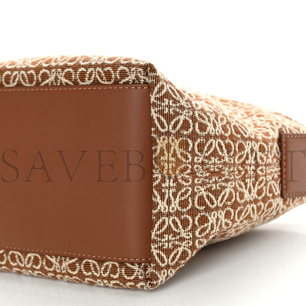 LOEWE JACQUARD ANAGRAM CALFSKIN SMALL CUBI BAG TAN PECAN (20*18*13cm)