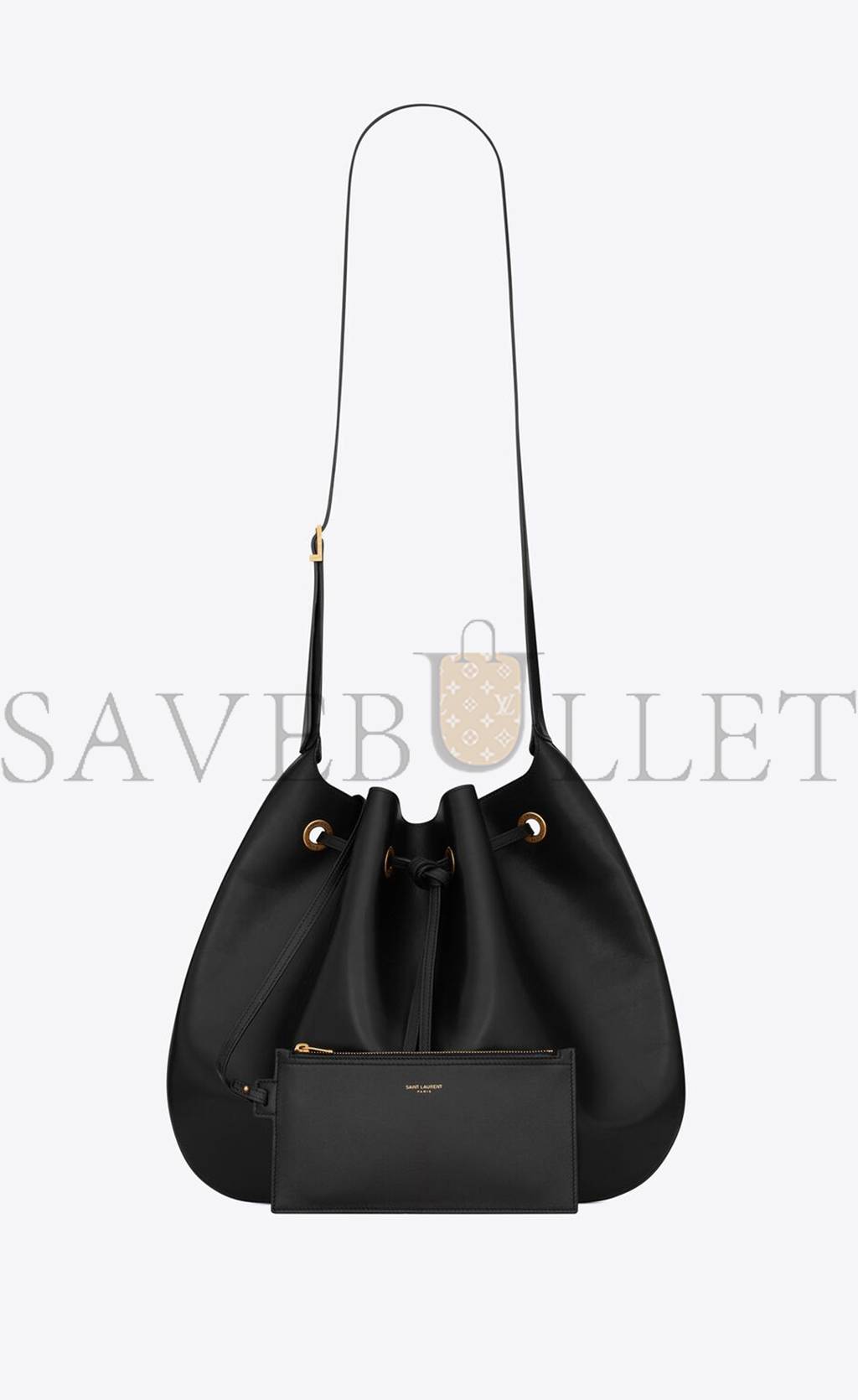 YSL PARIS VII LARGE FLAT HOBO BAG IN SMOOTH LEATHER 697941AAAMD1000 (44*33*2cm)