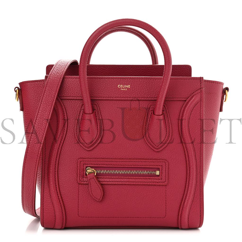 CELINE DRUMMED CALFSKIN NANO LUGGAGE RASBERRY (20*20*10cm)