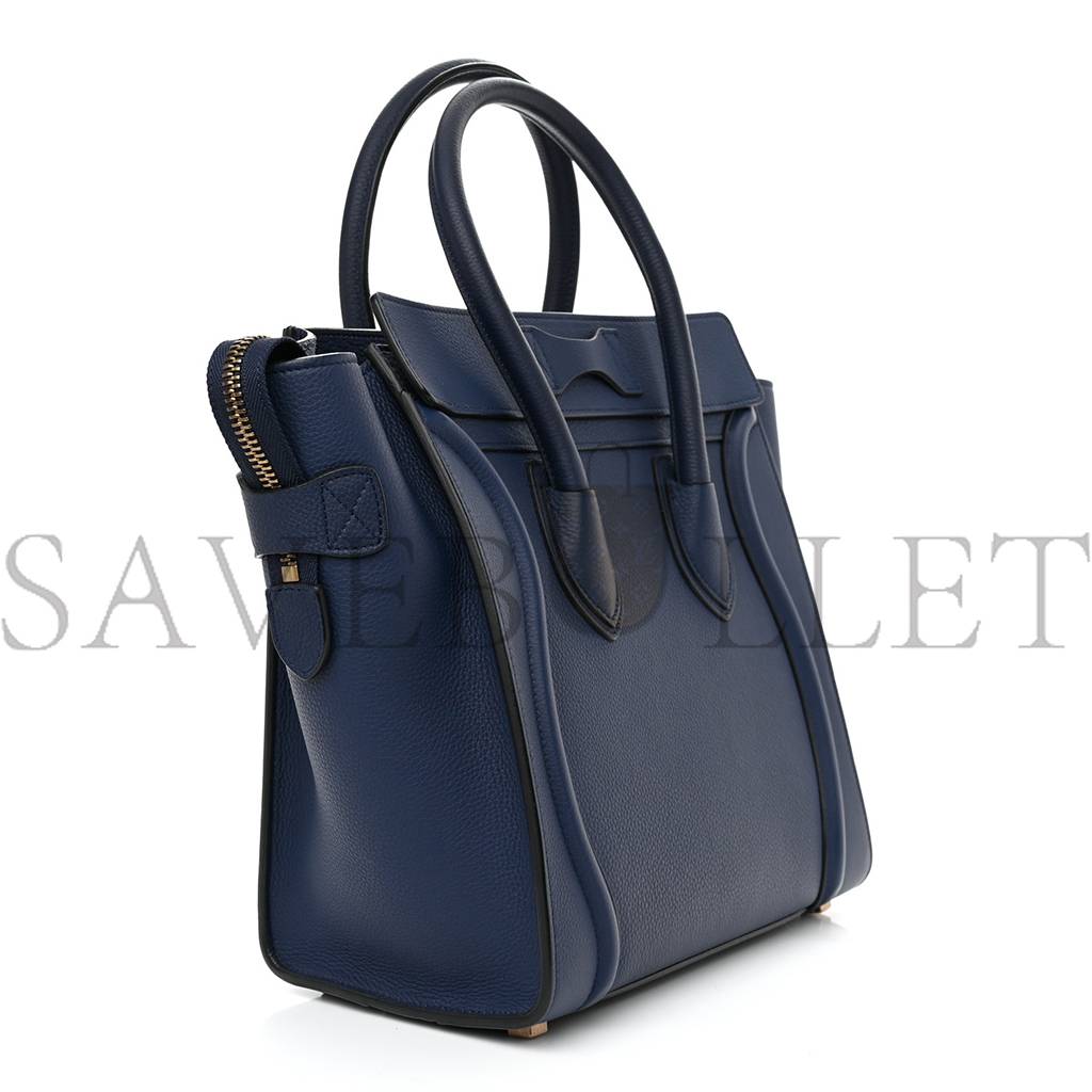 CELINE DRUMMED CALFSKIN MICRO LUGGAGE MARINE (26*25*13cm)