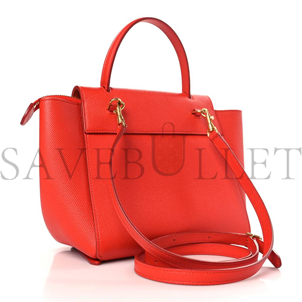 CELINE GRAINED CALFSKIN NANO BELT BAG CARNELIAN (20*20*12cm)