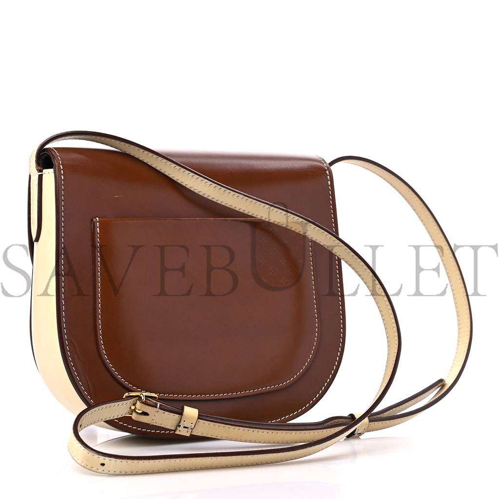 CELINE GLAZED CALFSKIN SMALL BI-COLOR TROTTEUR CHESTNUT (18*17*4cm)