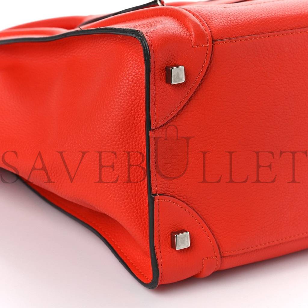 CELINE DRUMMED CALFSKIN MINI LUGGAGE VERMILLION (30*30*18cm)