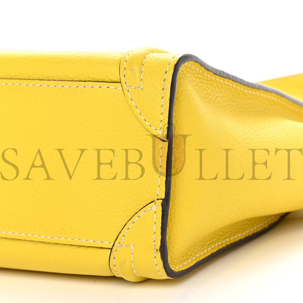 CELINE DRUMMED CALFSKIN NANO LUGGAGE CITRON (20*20*10cm)