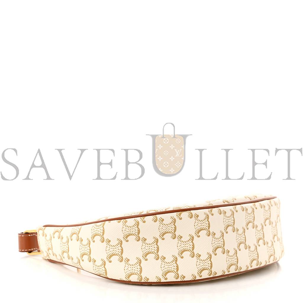 CELINE CANVAS CALFSKIN AVA TRIOMPHE SHOULDER BAG WHITE (23*13*7cm)