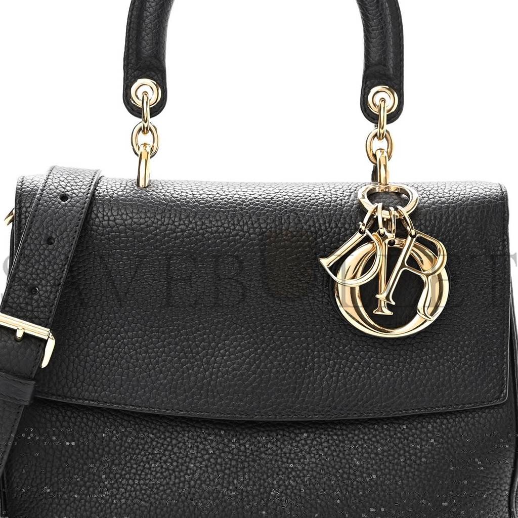 DIOR BULLCALF SMALL BE DIOR FLAP BLACK FRAISE (27*20*12.7cm)