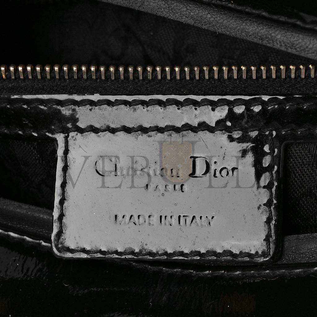 DIOR PATENT CANNAGE LARGE LADY DIOR BLACK (32*25*12.1cm)