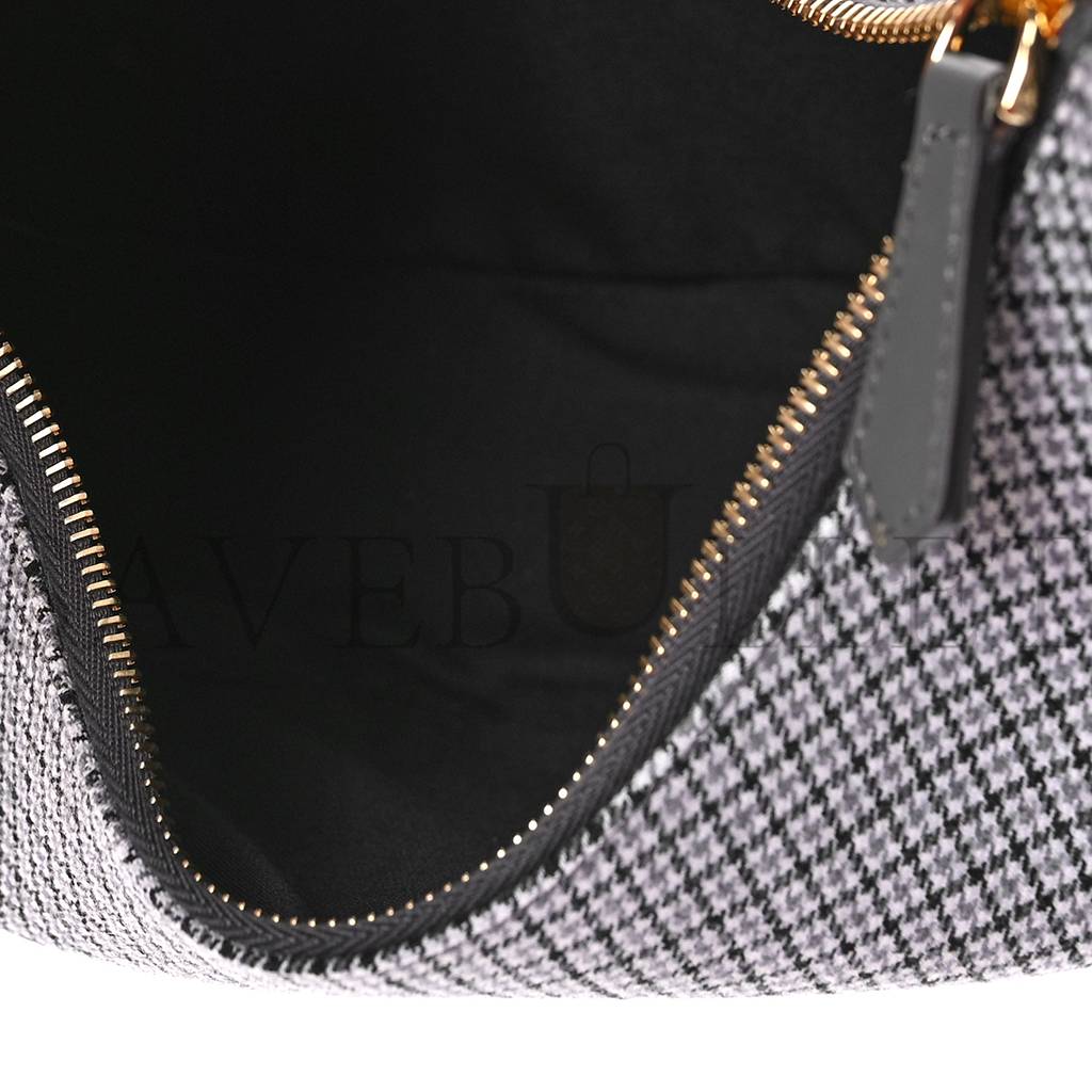 FENDI WOOL HOUNDSTOOTH SMALL FENDIGRAPHY HOBO BAG GRIGIO ANTHRACITE (28*23*8cm)