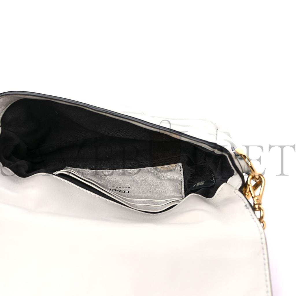 FENDI NAPPA FF 1974 EMBOSSED MINI BAGUETTE WHITE (18*11*4cm)