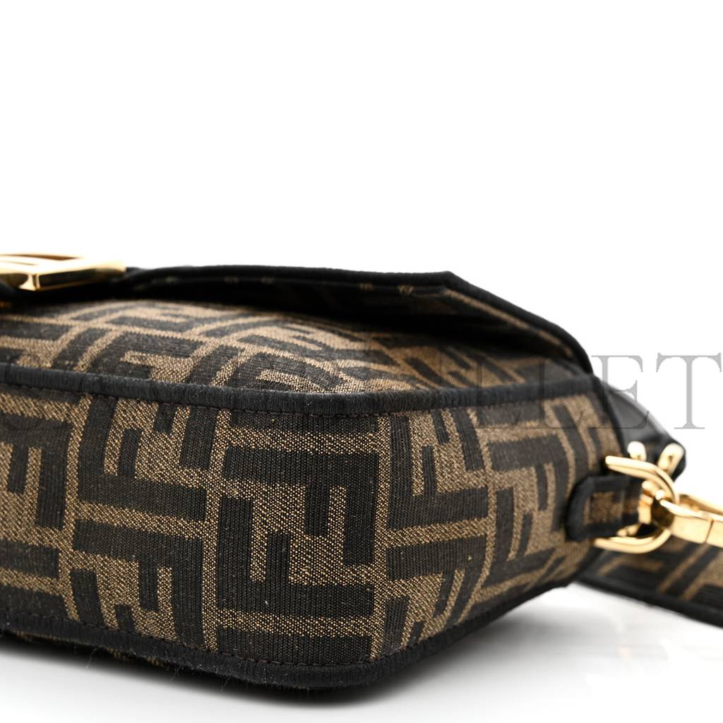 FENDI FABRIC JACQUARD FF 1974 MEDIUM BAGUETTE TOBACCO MORO BLACK (27*14*6cm) 